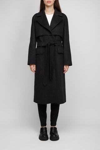 Trench en laine et cachemire Albury Dark - Noir