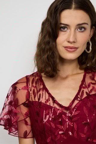 Lange Jurk - Nachtblauw - Rood