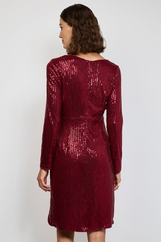 Halflange Jurk - Zilverkleurig - Rood