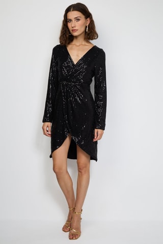 Halflange Jurk - Zilverkleurig - Zwart