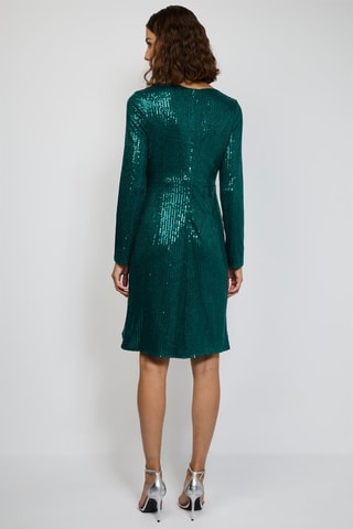 Halflange Jurk - Zilverkleurig - Groen