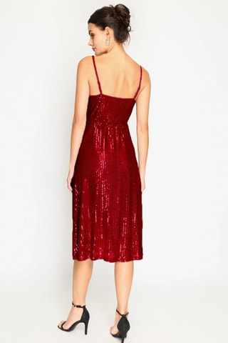 Lange Jurk - Zilverkleurig  - Rood