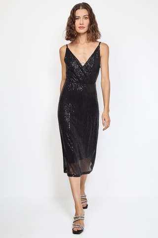 Lange Jurk - Zilverkleurig  - Zwart