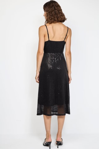 Lange Jurk - Zilverkleurig  - Zwart