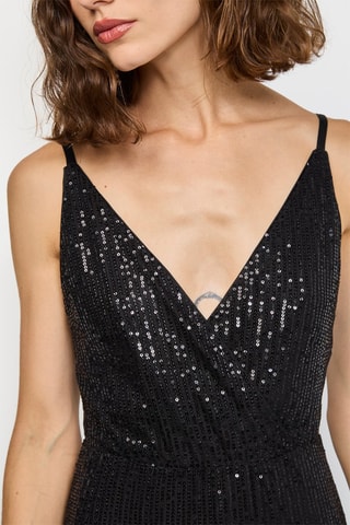 Lange Jurk - Zilverkleurig  - Zwart