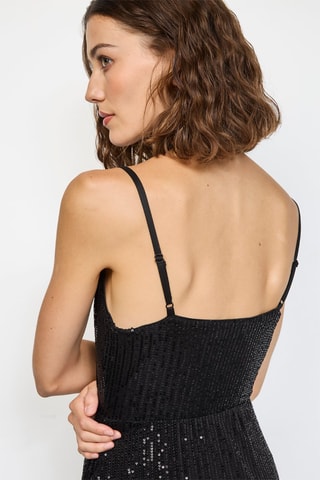 Lange Jurk - Zilverkleurig  - Zwart