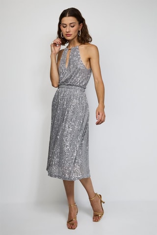 Lange Jurk - Zilverkleurig - Zilverkleurig
