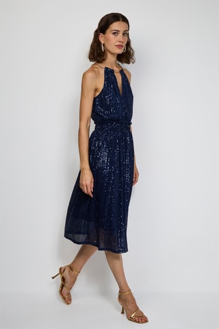 Lange Jurk - Zilverkleurig - Blauw