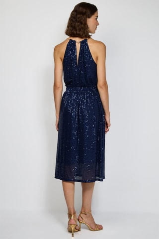 Lange Jurk - Zilverkleurig - Blauw
