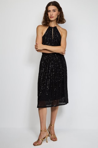 Lange Jurk - Zilverkleurig - Zwart