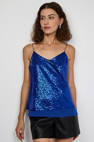 Top - Zilverkleurig  - Blauw