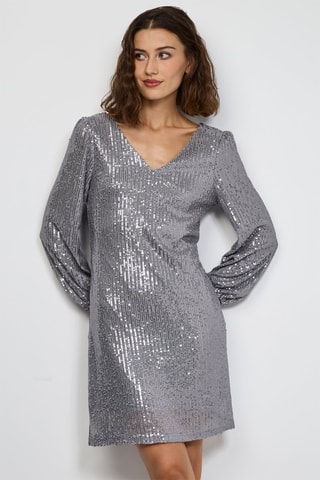 Halflange Jurk - Zilverkleurig - Zilverkleurig