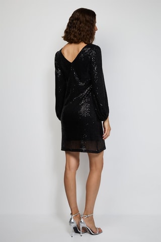 Halflange Jurk - Zilverkleurig - Zwart