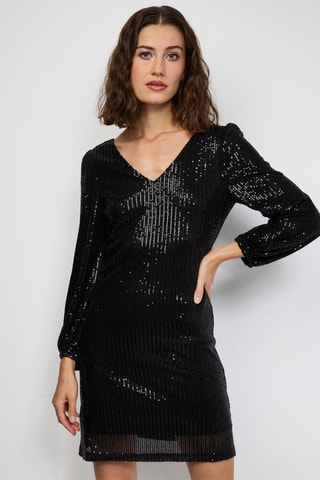 Halflange Jurk - Zilverkleurig - Zwart