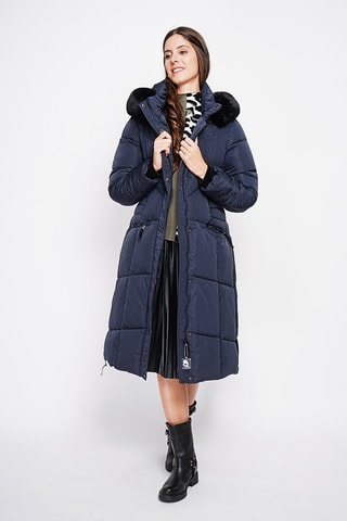 Gewatteerde Jas met Capuchon  - Donkerblauw