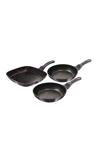 2 poêles et 1 gril revêtement marbre Metallic Line - 20, 24 et 28 cm