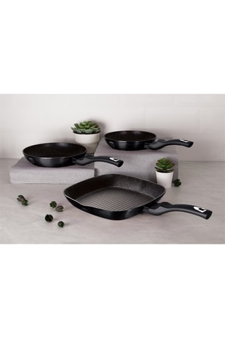 2 poêles et 1 gril revêtement marbre Metallic Line - 20, 24 et 28 cm