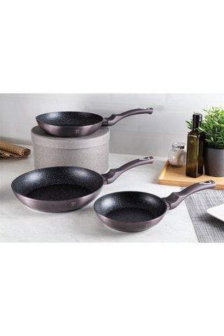 2 poêles et 1 gril revêtement marbre Metallic Line - 20, 24 et 28 cm