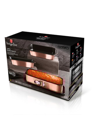 3 moules à gâteaux revêtement titane Metallic Line Rose Gold Edition - 35 x 27 / 39 x 27 / 33 x 14 cm