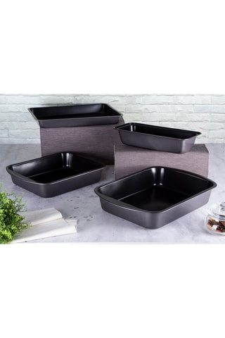 3 moules à gâteaux et 1 plaque de cuisson revêtement titane Metallic Line - 35 x 27 / 40 x 28,5 / 33 x 14 / 37 x 26 cm