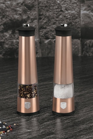 Moulin à poivre et à sel électrique en acier inoxydable et céramique Metallic Line Rose Gold Edition