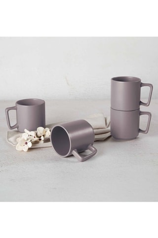 4 mugs en porcelaine Taupe Collection - 300 ml