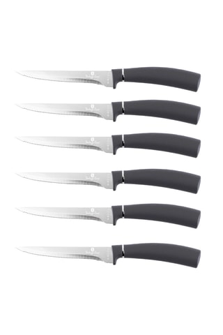 6 couteaux à steak en acier inoxydable Metallic Line Carbon Pro Edition - 11,5 cm