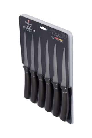 6 couteaux à steak en acier inoxydable Metallic Line Carbon Pro Edition - 11,5 cm