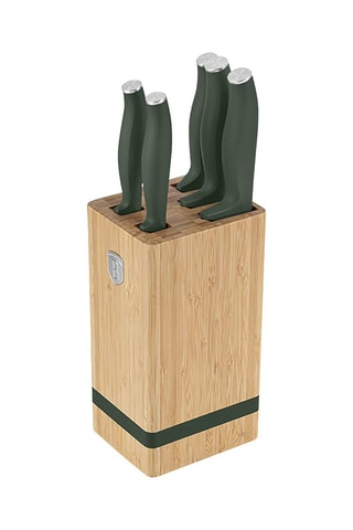 Bloc de 5 pièces en acier inoxydable et bambou Matte Green 