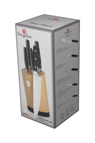 Bloc de 5 pièces en acier inoxydable et bambou Black Vantage