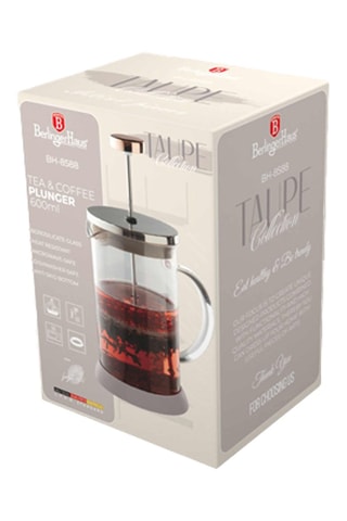 Piston à thé et café en acier inoxydable et verre borosilicate Taupe Collection - 60 cl