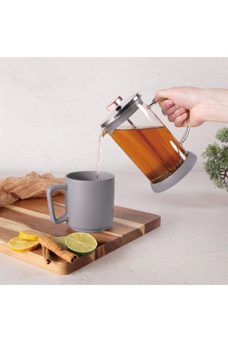 Piston à thé et café en acier inoxydable et verre borosilicate Taupe Collection - 60 cl