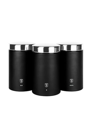 3 boîtes de conservation en acier inoxydable Matte Black Collection - 11 x 17,8 x 3 cm