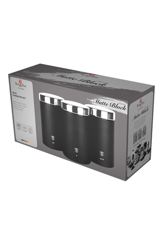 3 boîtes de conservation en acier inoxydable Matte Black Collection - 11 x 17,8 x 3 cm