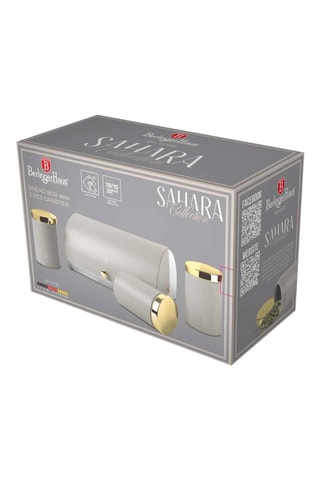 Corbeille à pain et 3 contenants en acier inoxydable Sahara