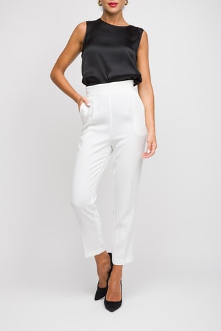 Pantalon taille haute - Blanc