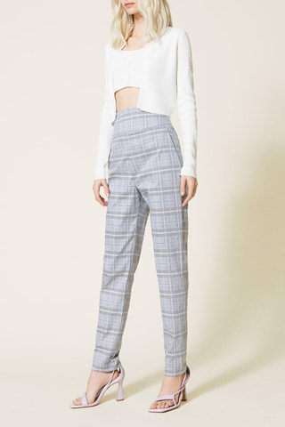 Pantalon carotte taille haute Gris clair chiné