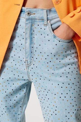 Jean boyfriend taille haute - Bleu