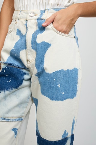 Jean taille haute - Blanc et bleu marine