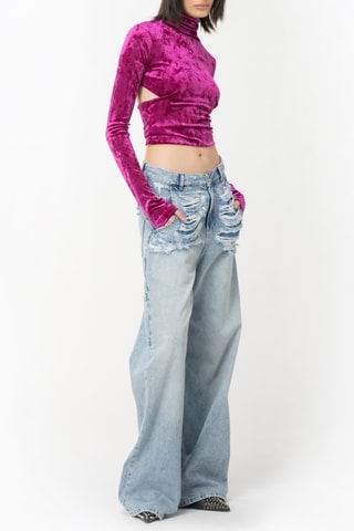 Crop top en velours - Rose