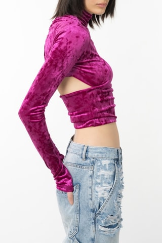 Crop top en velours - Rose