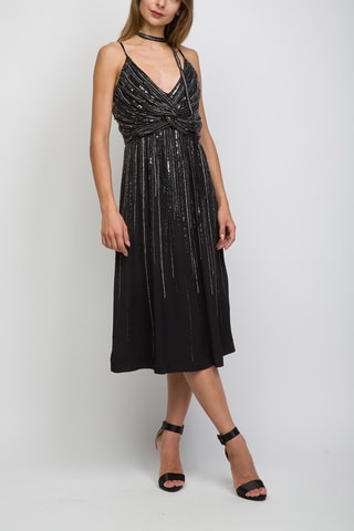 Robe midi - Noir et argenté
