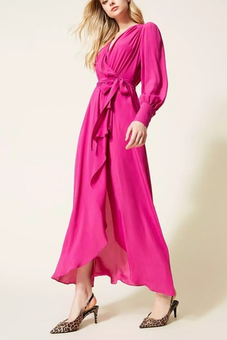 Robe portefeuille en soie - Fuchsia