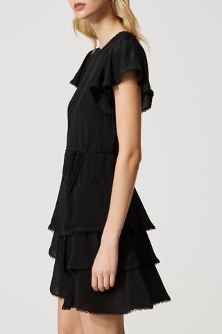 Robe volantée en soie - Noir