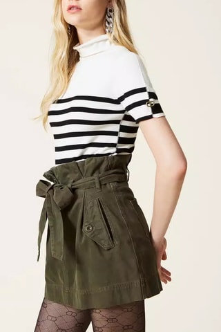 Minijupe taille haute - Kaki