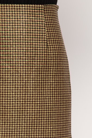 Jupe droite taille haute en laine - Beige et noir