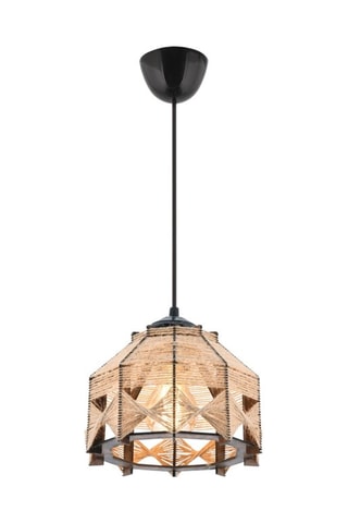 Suspension en bois Jutta Jute - Noir et camel - 45-60 W