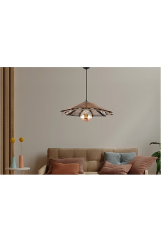 Suspension en bois - Naturel et noir - 60 W