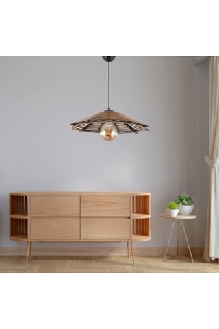 Suspension en bois - Naturel et noir - 60 W