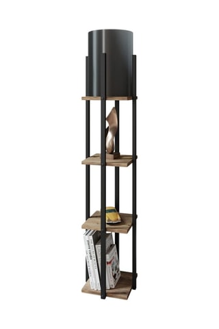 Lampadaire - Noir et naturel - 45 à 60 W - 135 cm